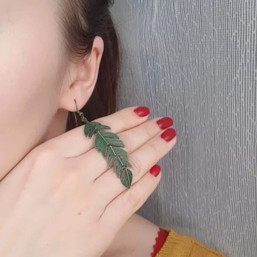Tropical Fern Leaf Drop Earrings